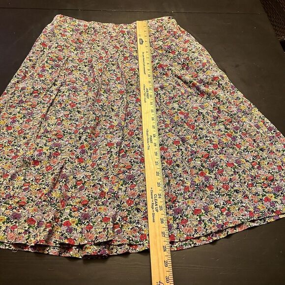 Vintage Liz Claiborne Floral Midi Skirt Pockets Pleats Size 14 - Picture 6 of 10